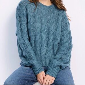 Steve Madden Teal Cable Knit Sweater